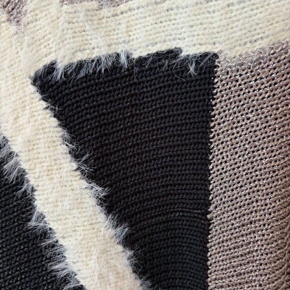 REISS Madeline Colorblock Sweater Metallic Spliced Pattern Jumper Blouse Sz XL - Picture 7 of 12